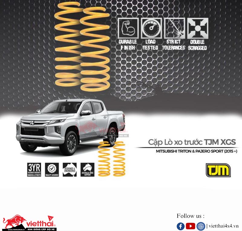 CẶP LÒ XO TRƯỚC VÀ SAU THƯƠNG HIỆU TJM CHO MITSUBISHI TRITON MQ (2015+) | DÀNH CHO XE NÂNG CẤP CẢN & TỜI